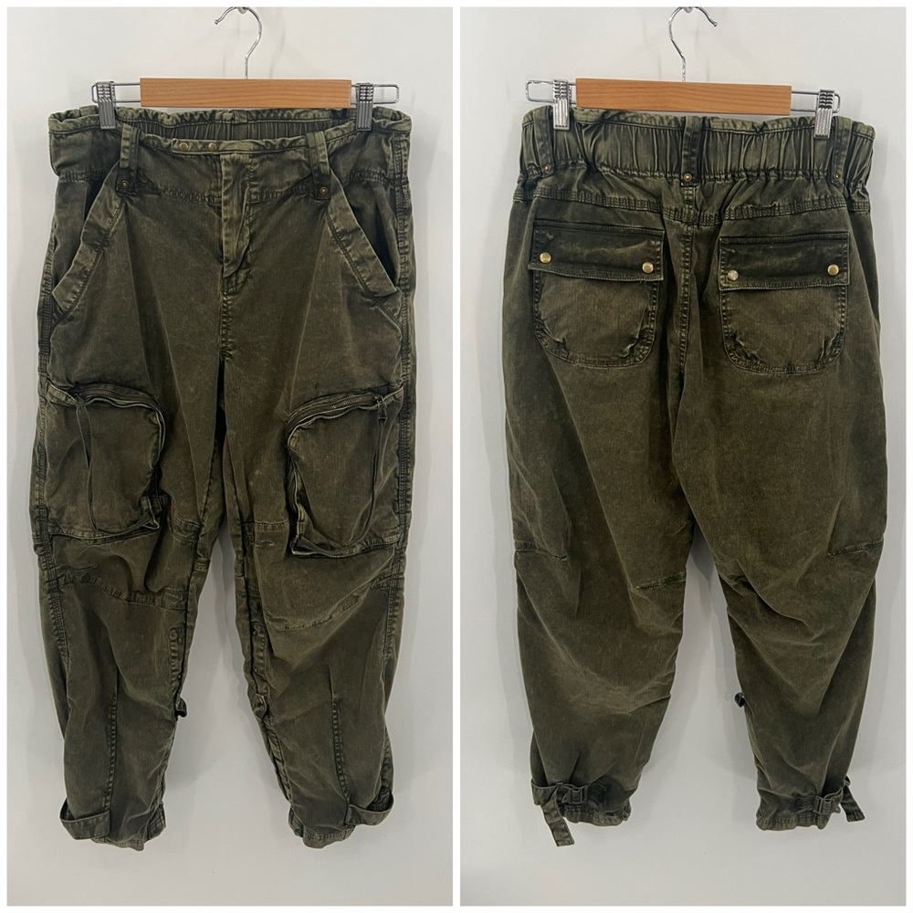 Free People Can’t Compare olive green slouch pants - Picture 2 of 14